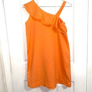 One-Shoulder Ruffle Mini Dress - Bright Orange